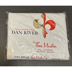 Dan River Fine Muslin All Cotton White Fitted Full Bed Sheet New Vintage